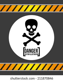 caution signal over black background vector illustration