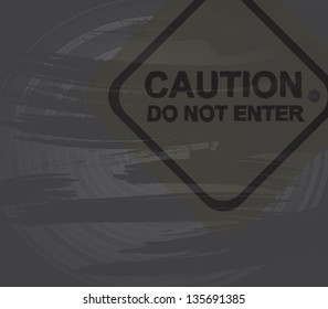 Caution signal over gray background vector illustration