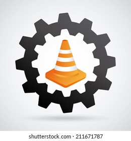 caution signal over  gray background vector illustration