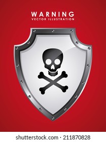 caution signal over red background vector illustration