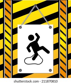 caution signal over yellow background vector illustration