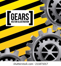 caution signal over yellow background vector illustration
