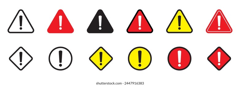 Caution signs. Danger, warning sign, attention sign. Danger icon, warning icon, attention icon.