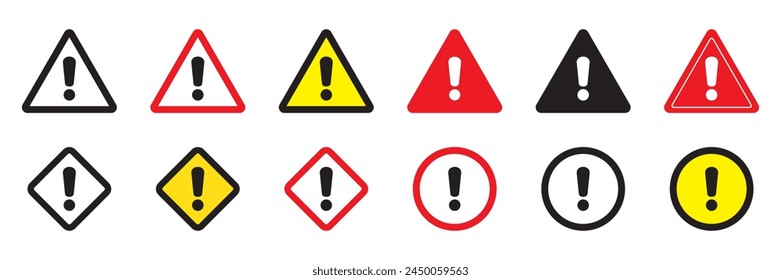 Caution signs. Danger, warning sign, attention sign. Danger icon, warning icon, attention icon.