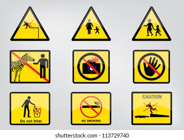 caution signs vector for all place