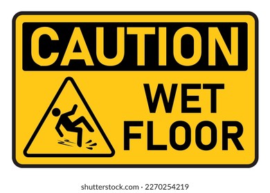 caution slippery after cleaning wet floor yellow printable sign template design illustration