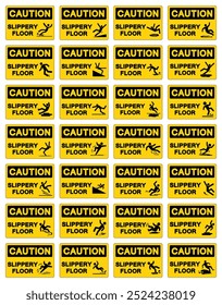 Caution Slippery Floor Set Symbol Sign,Vector Illustration, Isolate On White Background Label.EPS10