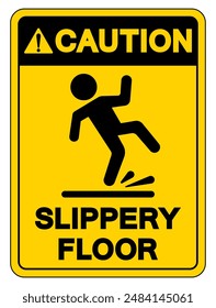 Caution Slippery Floor Symbol Sign,Vector Illustration, Isolate On White Background Label. EPS10