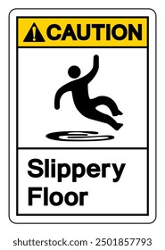 Caution Slippery Floor Symbol Sign,Vector Illustration, Isolate On White Background Label. EPS10