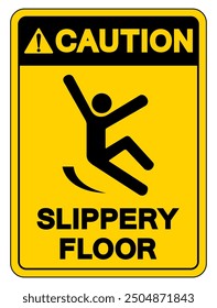 Caution Slippery Floor Symbol Sign,Vector Illustration, Isolate On White Background Label. EPS10
