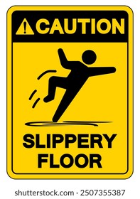 Caution Slippery Floor Symbol Sign,Vector Illustration, Isolate On White Background Label. EPS10