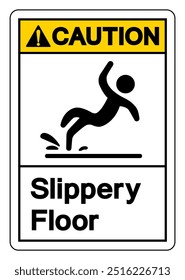 Caution Slippery Floor Symbol Sign,Vector Illustration, Isolate On White Background Label. EPS10