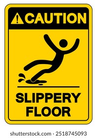 Caution Slippery Floor Symbol Sign,Vector Illustration, Isolate On White Background Label. EPS10