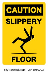 Caution Slippery Floor Symbol Sign,Vector Illustration, Isolate On White Background Label. EPS10