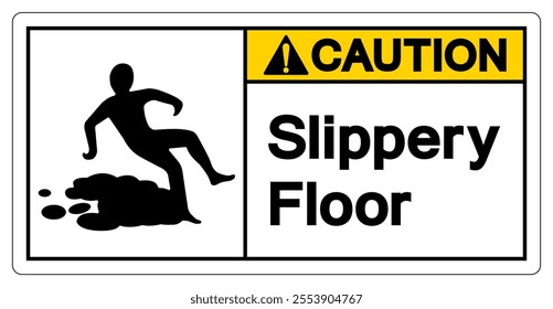 Caution Slippery Floor Symbol Sign,Vector Illustration, Isolate On White Background Label. EPS10