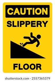 Caution Slippery Floor Symbol Sign,Vector Illustration, Isolate On White Background Label. EPS10