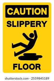 Caution Slippery Floor Symbol Sign,Vector Illustration, Isolate On White Background Label. EPS10