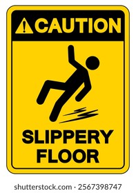 Caution Slippery Floor Symbol Sign,Vector Illustration, Isolate On White Background Label. EPS10