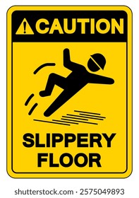 Caution Slippery Floor Symbol Sign,Vector Illustration, Isolate On White Background Label. EPS10