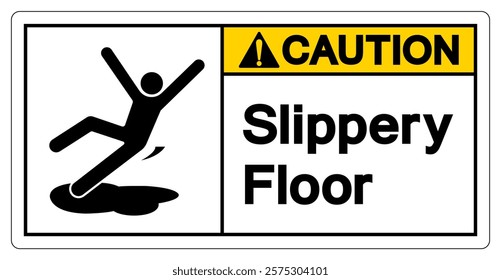 Caution Slippery Floor Symbol Sign,Vector Illustration, Isolate On White Background Label. EPS10