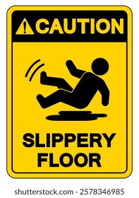 Caution Slippery Floor Symbol Sign,Vector Illustration, Isolate On White Background Label. EPS10