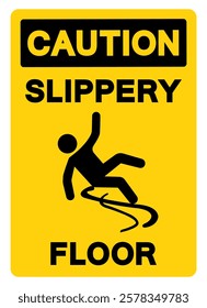 Caution Slippery Floor Symbol Sign,Vector Illustration, Isolate On White Background Label. EPS10