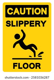 Caution Slippery Floor Symbol Sign,Vector Illustration, Isolate On White Background Label. EPS10