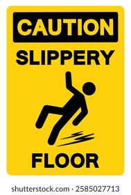 Caution Slippery Floor Symbol Sign,Vector Illustration, Isolate On White Background Label. EPS10