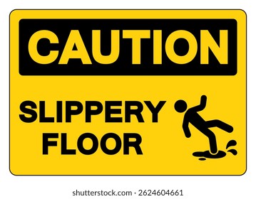 Caution Slippery Floor Symbol Sign,Vector Illustration, Isolate On White Background Label. EPS10