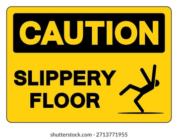 Caution Slippery Floor Symbol Sign,Vector Illustration, Isolate On White Background Label. EPS10