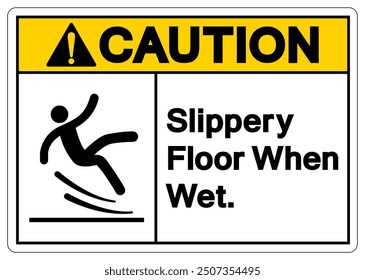 Caution Slippery Floor When Wet Symbol Sign,Vector Illustration, Isolate On White Background Label. EPS10