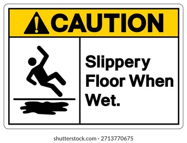 Caution Slippery Floor When Wet Symbol Sign,Vector Illustration, Isolate On White Background Label. EPS10