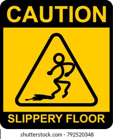 Caution Slippery Floor Yellow Sign Stock Vector (Royalty Free ...