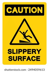 Caution Slippery Surface Symbol Sign,Vector Illustration, Isolate On White Background Label. EPS10