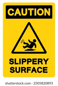 Caution Slippery Surface Symbol Sign,Vector Illustration, Isolate On White Background Label. EPS10