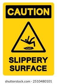 Cuidado Símbolo De Superfície Escorregadio, Ilustração De Vetor, Isolar No Rótulo Branco De Fundo. EPS10
