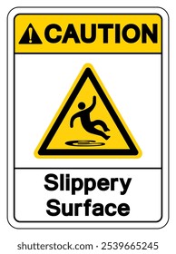 Caution Slippery Surface Symbol Sign,Vector Illustration, Isolate On White Background Label. EPS10