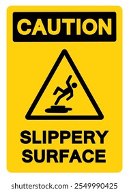 Caution Slippery Surface Symbol Sign,Vector Illustration, Isolate On White Background Label. EPS10