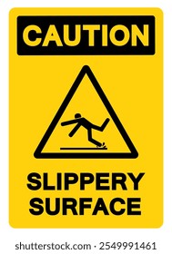 Caution Slippery Surface Symbol Sign,Vector Illustration, Isolate On White Background Label. EPS10