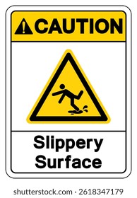 Caution Slippery Surface Symbol Sign,Vector Illustration, Isolate On White Background Label. EPS10