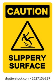 Caution Slippery Surface Symbol Sign,Vector Illustration, Isolate On White Background Label. EPS10
