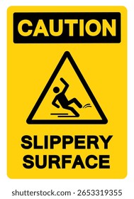 Caution Slippery Surface Symbol Sign,Vector Illustration, Isolate On White Background Label. EPS10