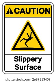 Cuidado Símbolo De Superfície Escorregadio, Ilustração De Vetor, Isolar No Rótulo Branco De Fundo. EPS10