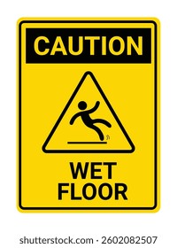 Caution slippery surface wet floor sign-9,vector illustration isolated on white background