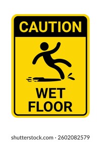Caution slippery surface wet floor sign-8,vector illustration isolated on white background