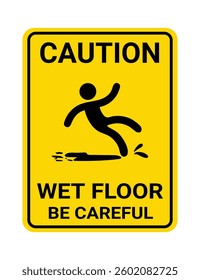 Caution slippery surface wet floor sign-4,vector illustration isolated on white background