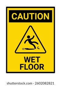 Caution slippery surface wet floor sign-2,vector illustration isolated on white background