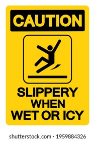 Caution Slippery When Wet Or Icy Symbol Sign, Vector Illustration, Isolated On White Background Label .EPS10