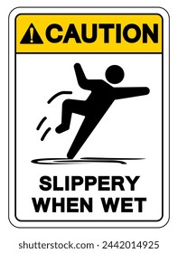 Caution Slippery When Wet Symbol Sign,Vector Illustration, Isolate On White Background Label. EPS10