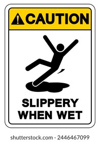 Caution Slippery When Wet Symbol Sign,Vector Illustration, Isolate On White Background Label. EPS10